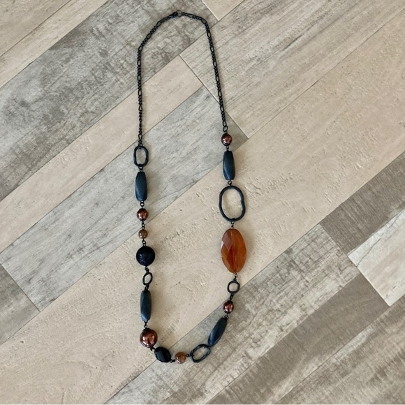 Artisan BEAD and Chain Long Statement Necklace EB - Picture 11 of 12